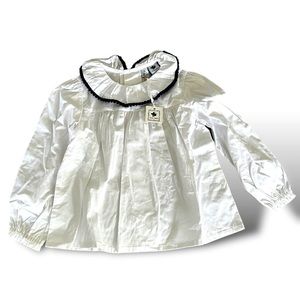 Busy bee preppy school uniform long sleeve top petter pan collar 5T new